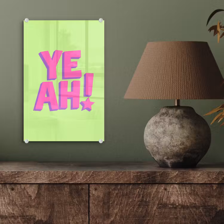 Glas schilderij - Groen - Neon - Quote — 4
