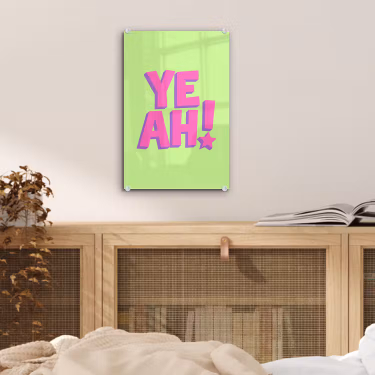 Glas schilderij - Groen - Neon - Quote — 5