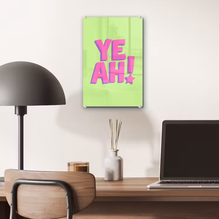 Glas schilderij - Groen - Neon - Quote — 7