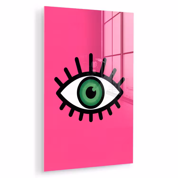 Glas schilderij - Minimalistisch - Oog - Roze — 1