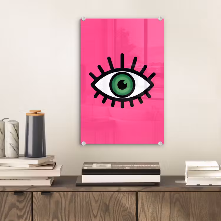 Glas schilderij - Minimalistisch - Oog - Roze — 2