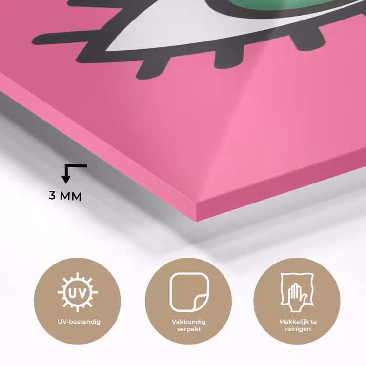 Glas schilderij - Minimalistisch - Oog - Roze — 3