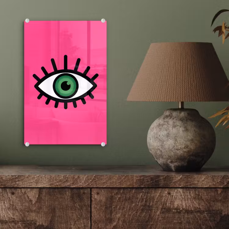 Glas schilderij - Minimalistisch - Oog - Roze — 4