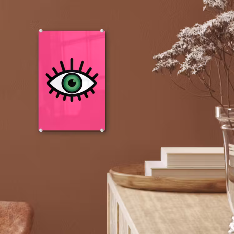 Glas schilderij - Minimalistisch - Oog - Roze — 6