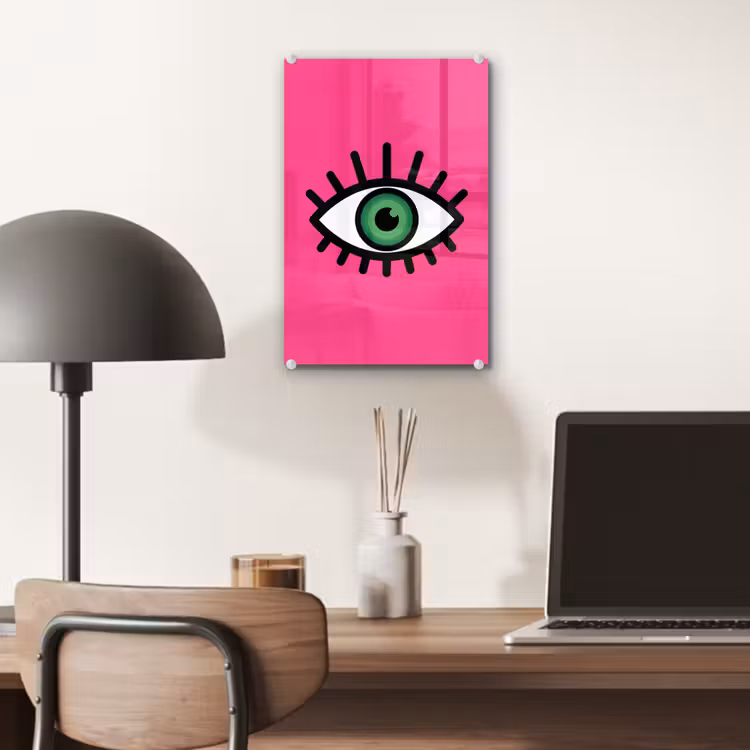 Glas schilderij - Minimalistisch - Oog - Roze — 7