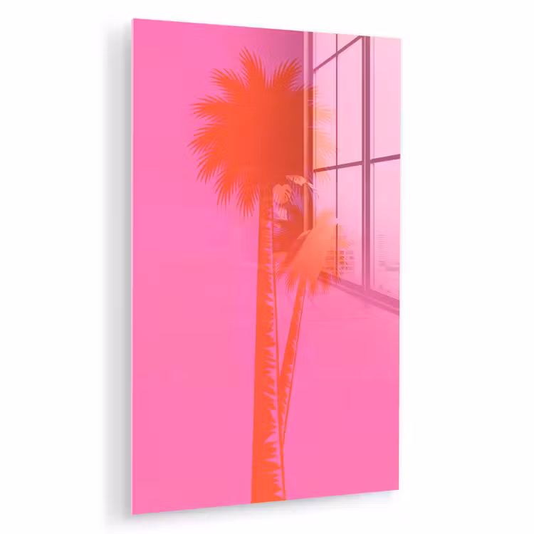 Glas schilderij - Palmbomen - Modern - Roze — 1