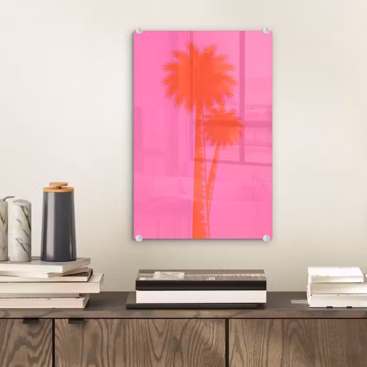 Glas schilderij - Palmbomen - Modern - Roze — 2