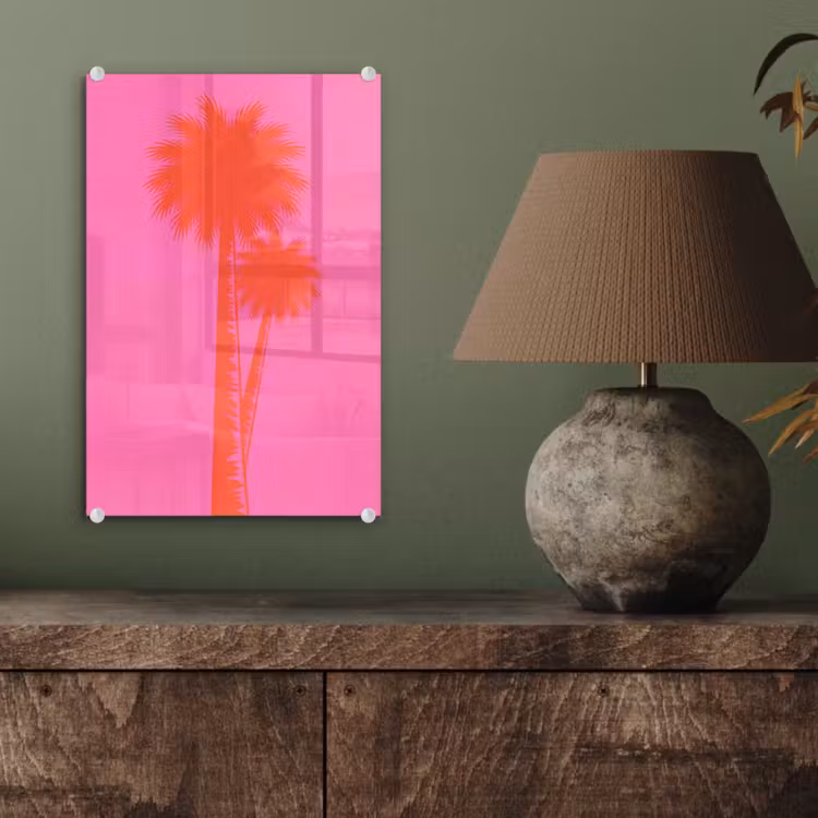 Glas schilderij - Palmbomen - Modern - Roze — 4