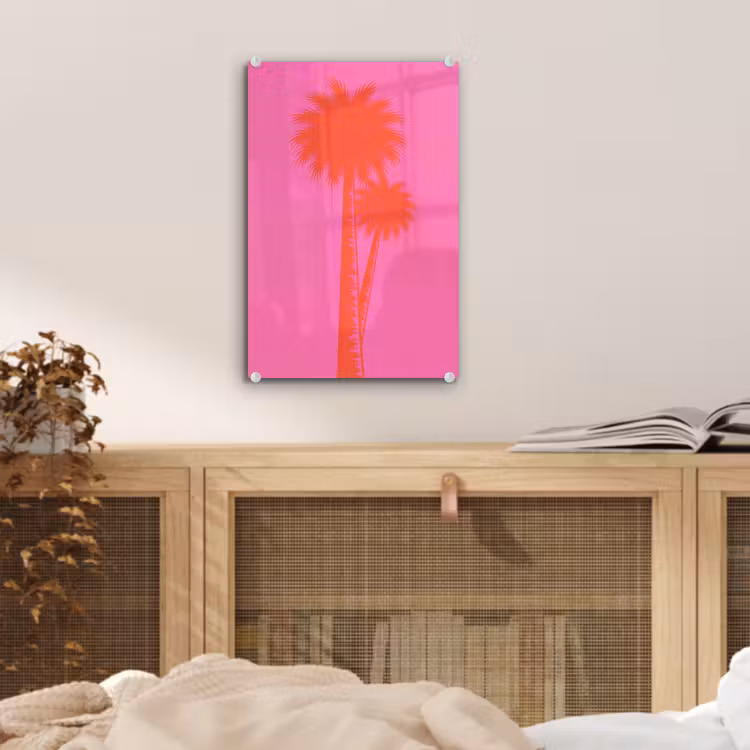 Glas schilderij - Palmbomen - Modern - Roze — 5