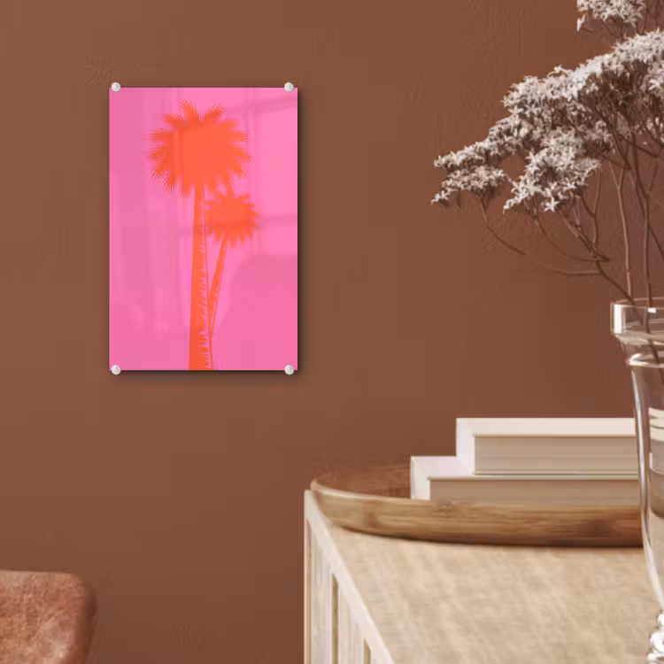 Glas schilderij - Palmbomen - Modern - Roze — 6