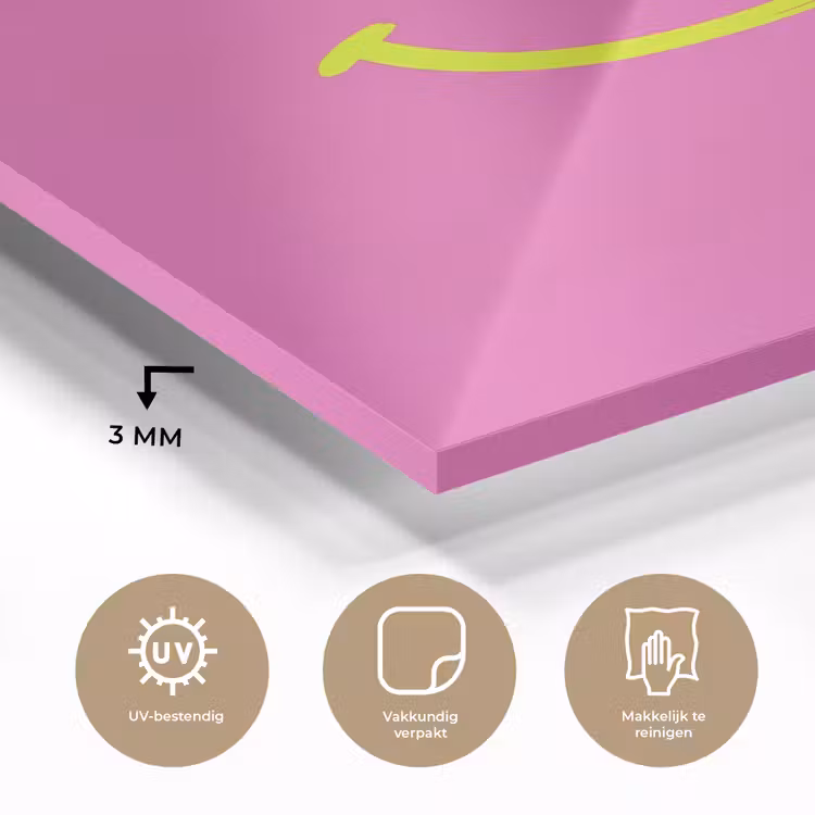 Glas schilderij - Smiley - Vrolijk - Roze — 3