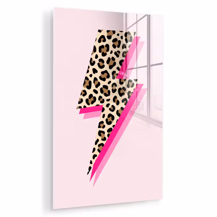 Glas schilderij - Stippen - Roze - Bliksem — 1