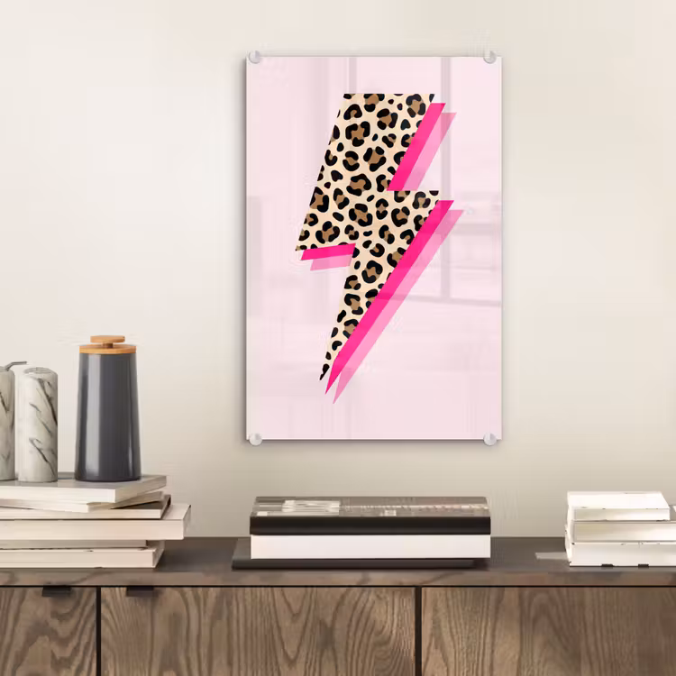 Glas schilderij - Stippen - Roze - Bliksem — 2