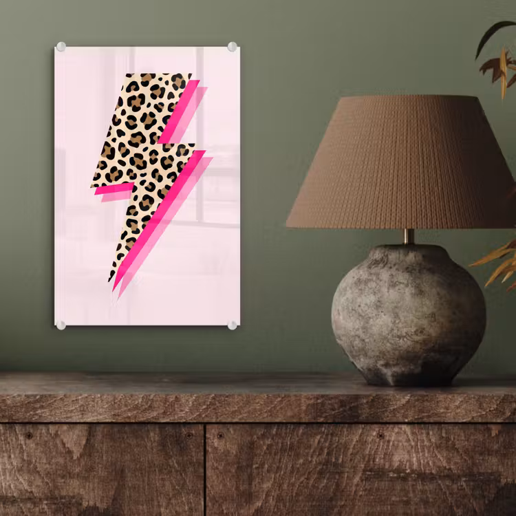Glas schilderij - Stippen - Roze - Bliksem — 4