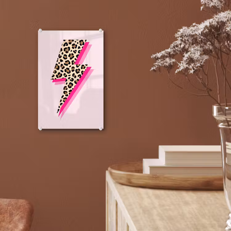 Glas schilderij - Stippen - Roze - Bliksem — 6