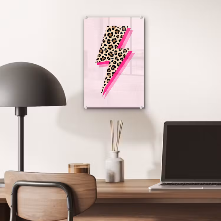 Glas schilderij - Stippen - Roze - Bliksem — 7