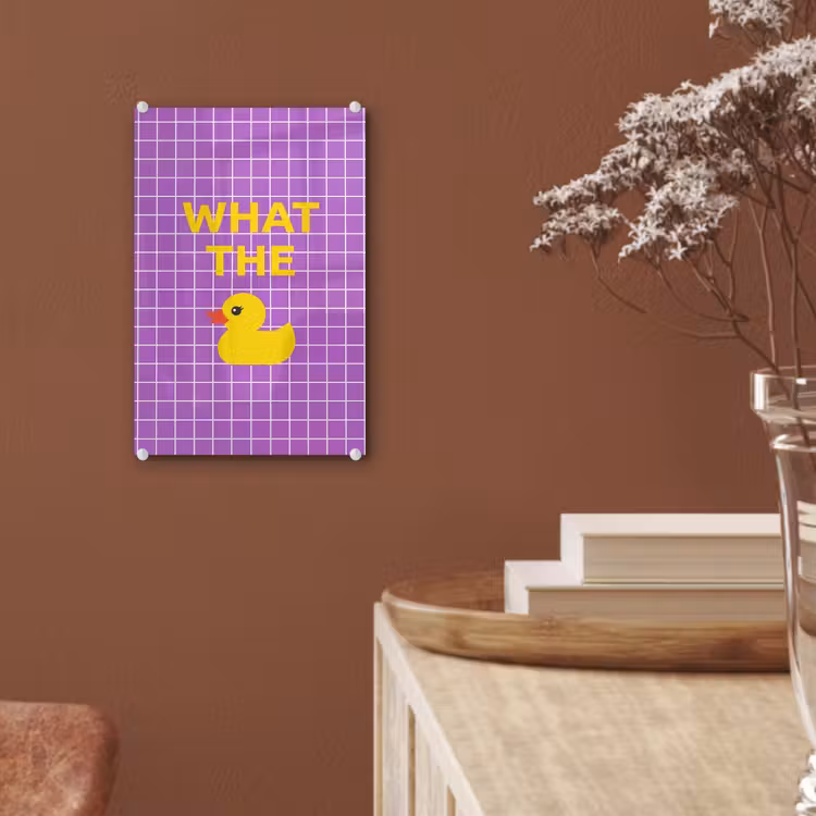 Glas schilderij - Tekst - Eend - Paars — 6