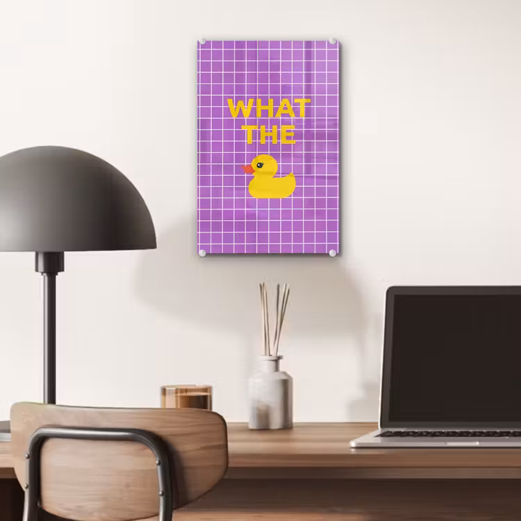 Glas schilderij - Tekst - Eend - Paars — 7