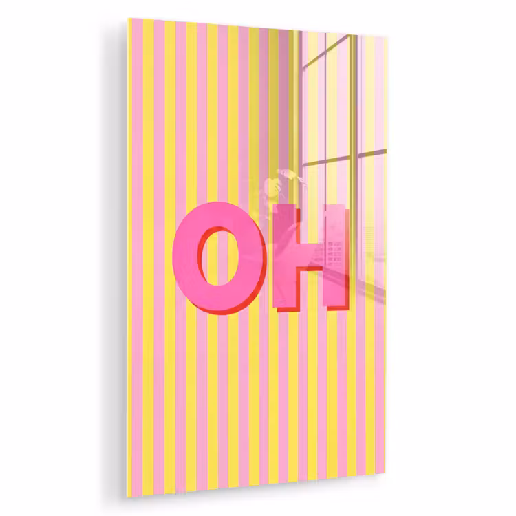 Glas schilderij - Tekst - Strepen - Roze — 1