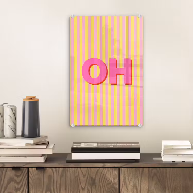 Glas schilderij - Tekst - Strepen - Roze — 2