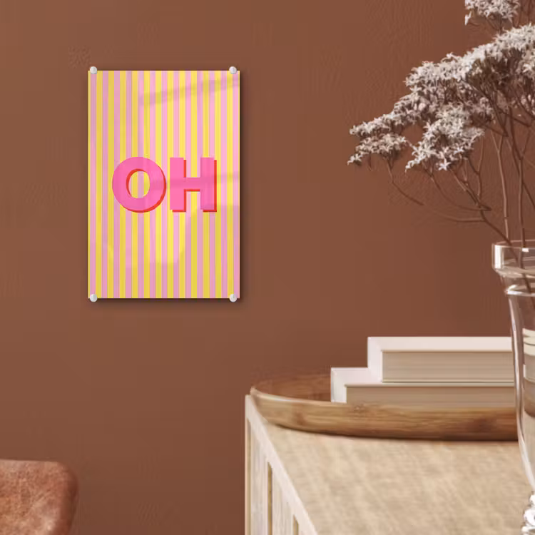 Glas schilderij - Tekst - Strepen - Roze — 6