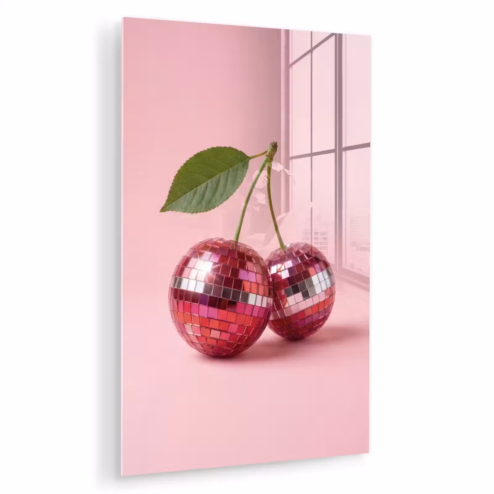Glas schilderij - Disco - Kersen - Roze — 1