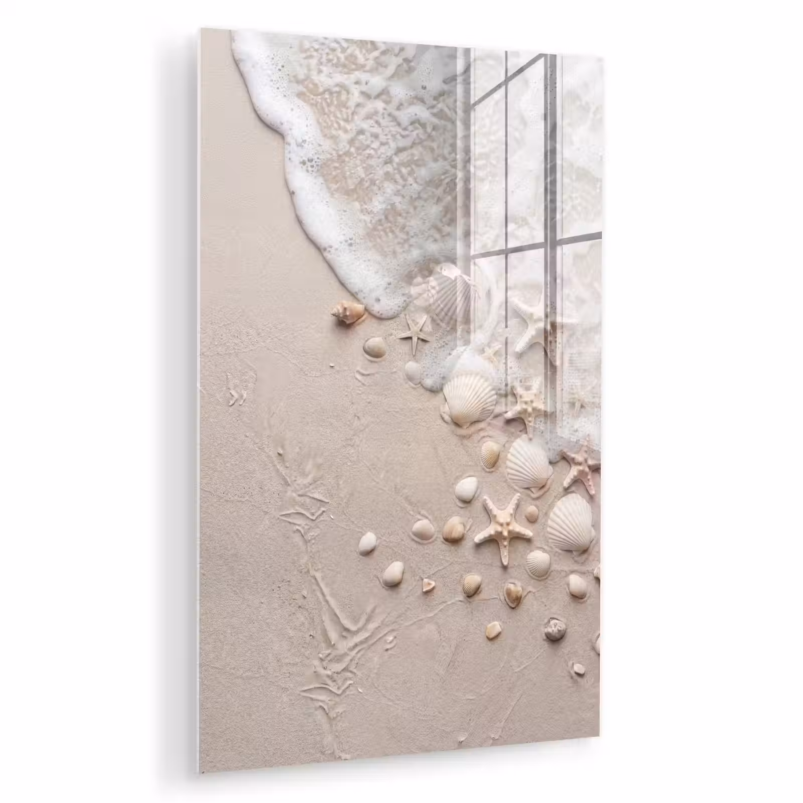 Glas schilderij - Schelpen - Zeesterren - Strand — 1