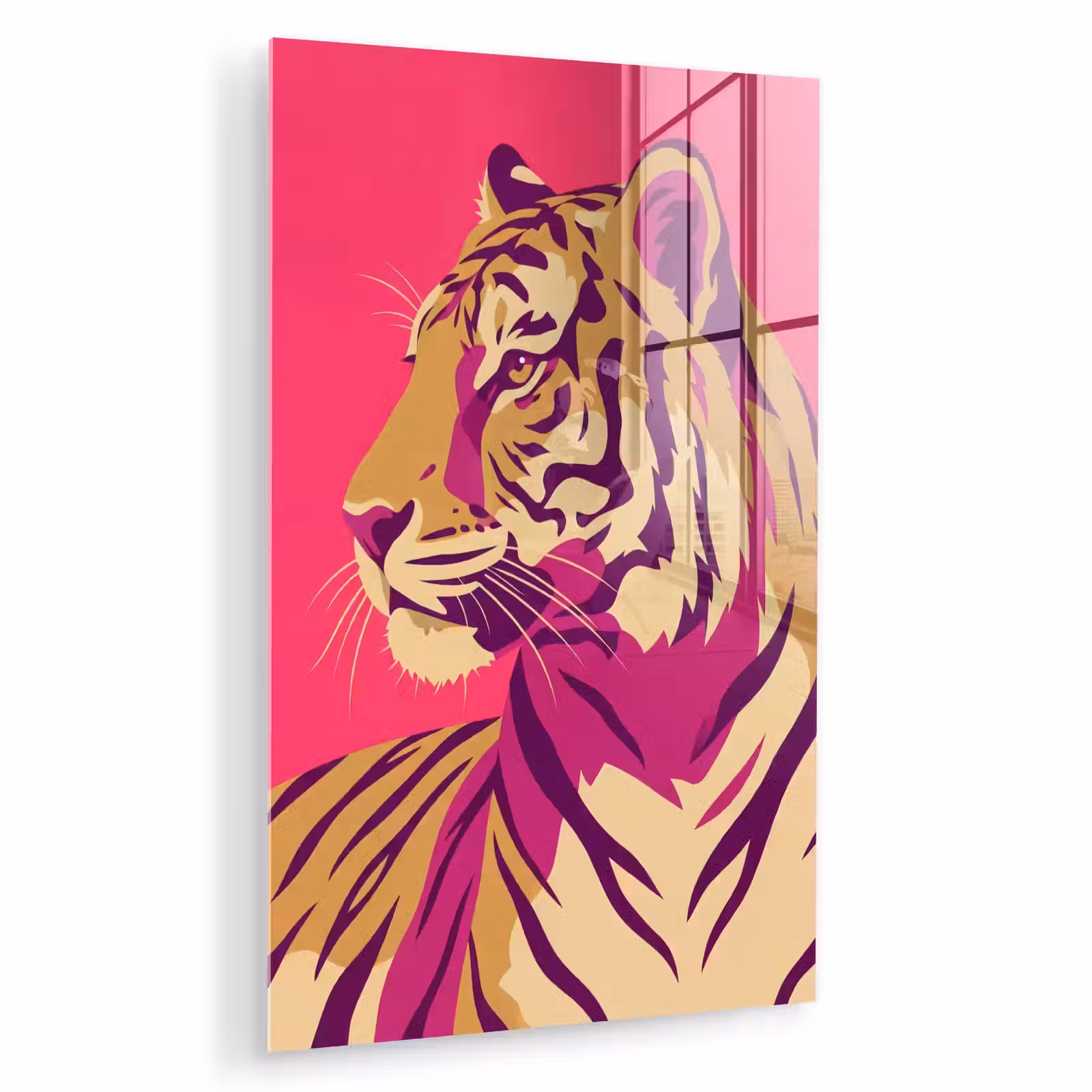 Glas schilderij - Tijger - Modern - Neon — 1