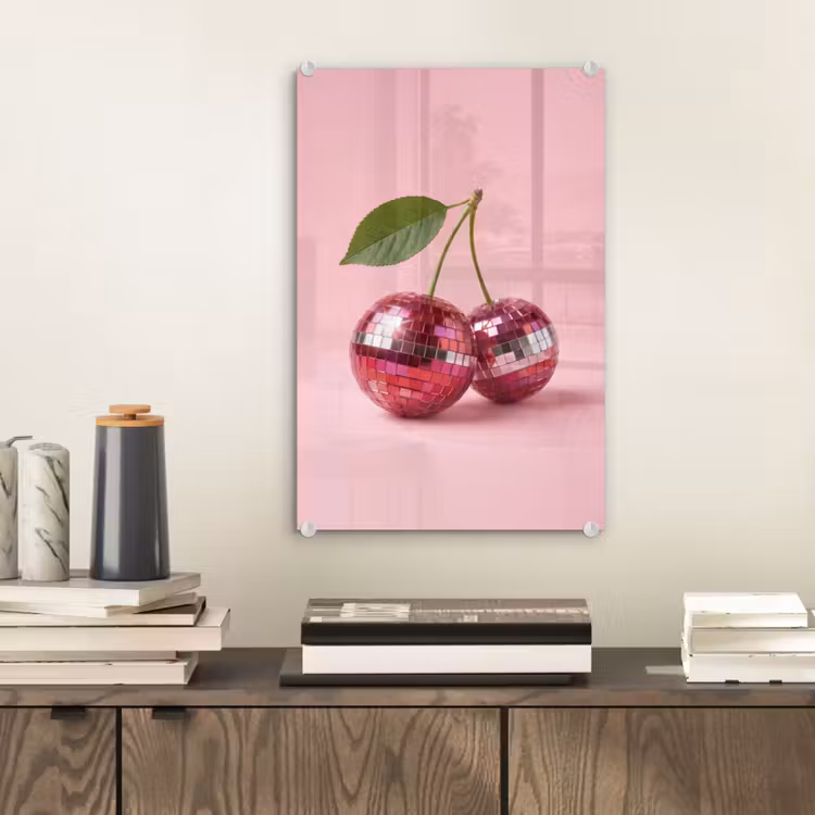 Glas schilderij - Disco - Kersen - Roze — 2