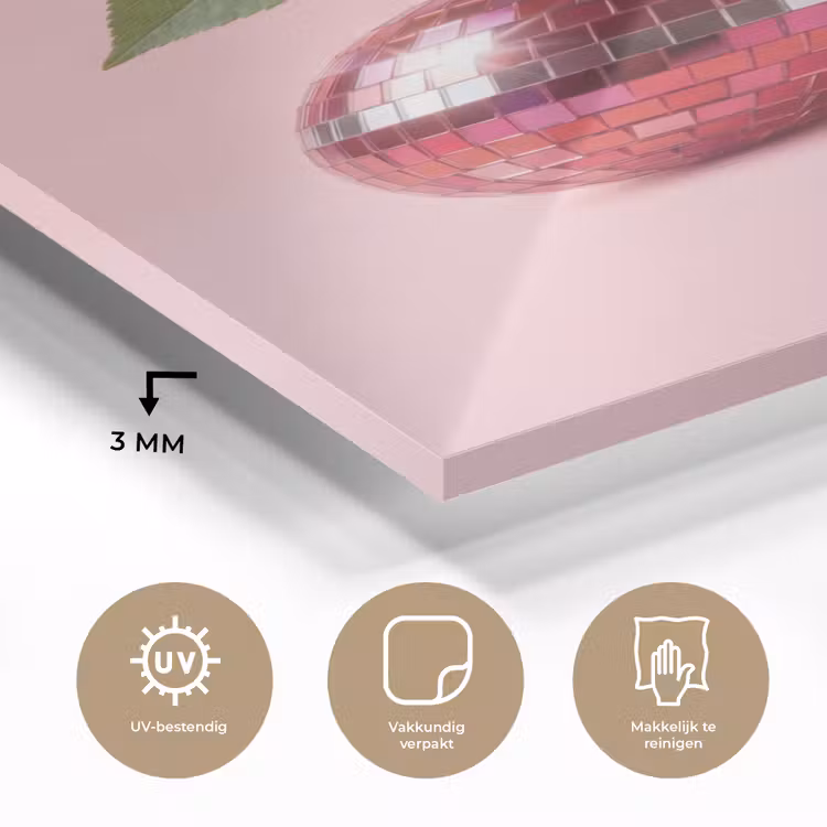 Glas schilderij - Disco - Kersen - Roze — 3