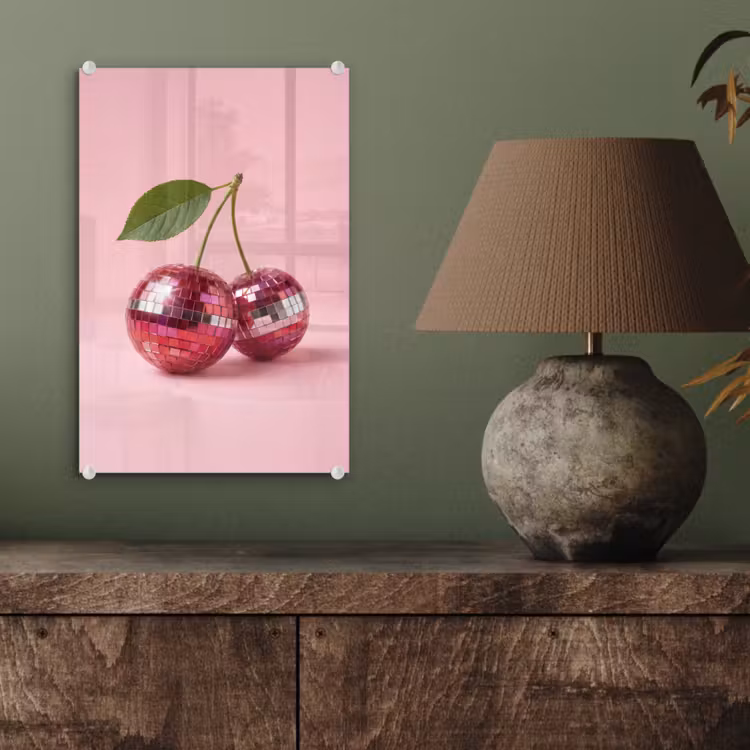 Glas schilderij - Disco - Kersen - Roze — 4