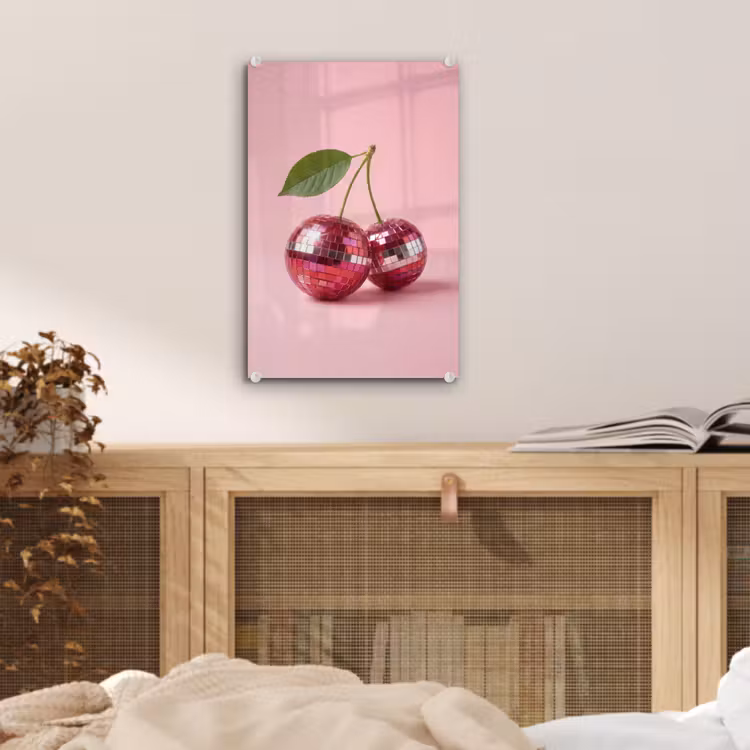 Glas schilderij - Disco - Kersen - Roze — 5
