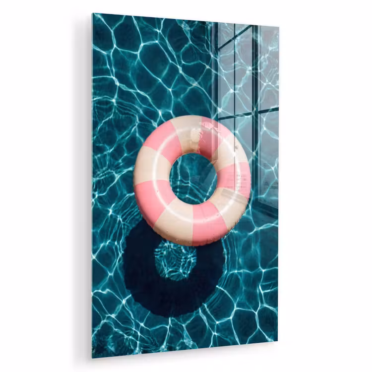 Glas schilderij - Drijvend - Zwemband - Water — 1