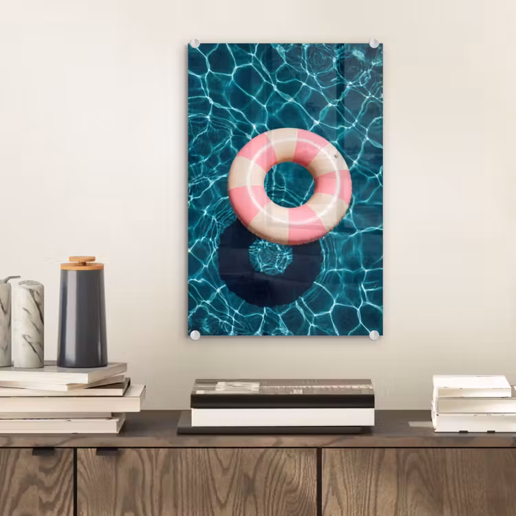 Glas schilderij - Drijvend - Zwemband - Water — 2