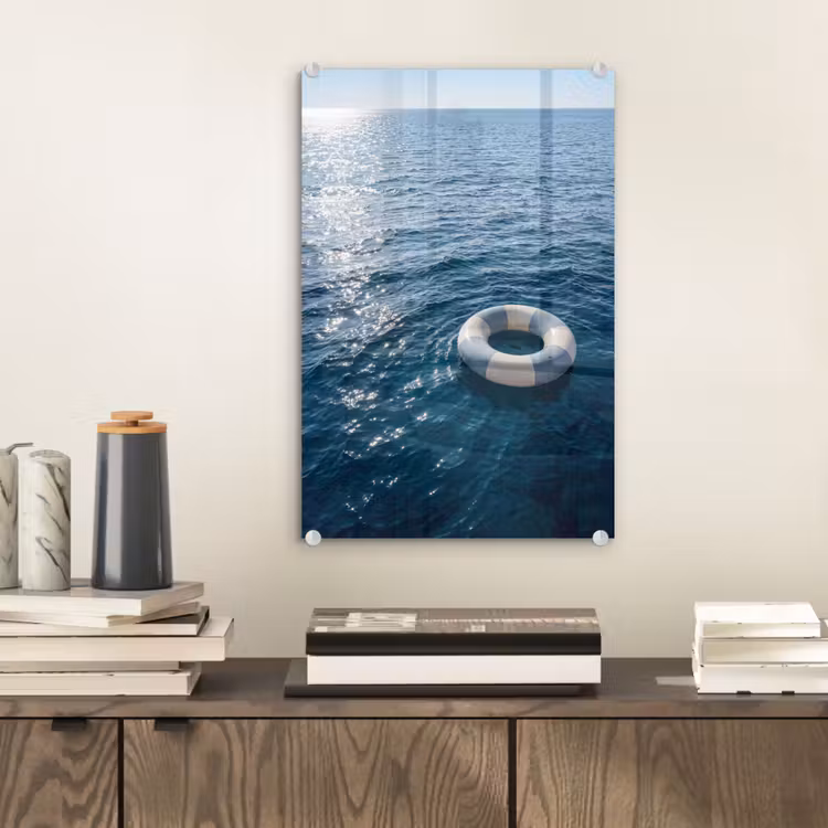 Glas schilderij - Oceaan - Zwemband - Horizon — 2