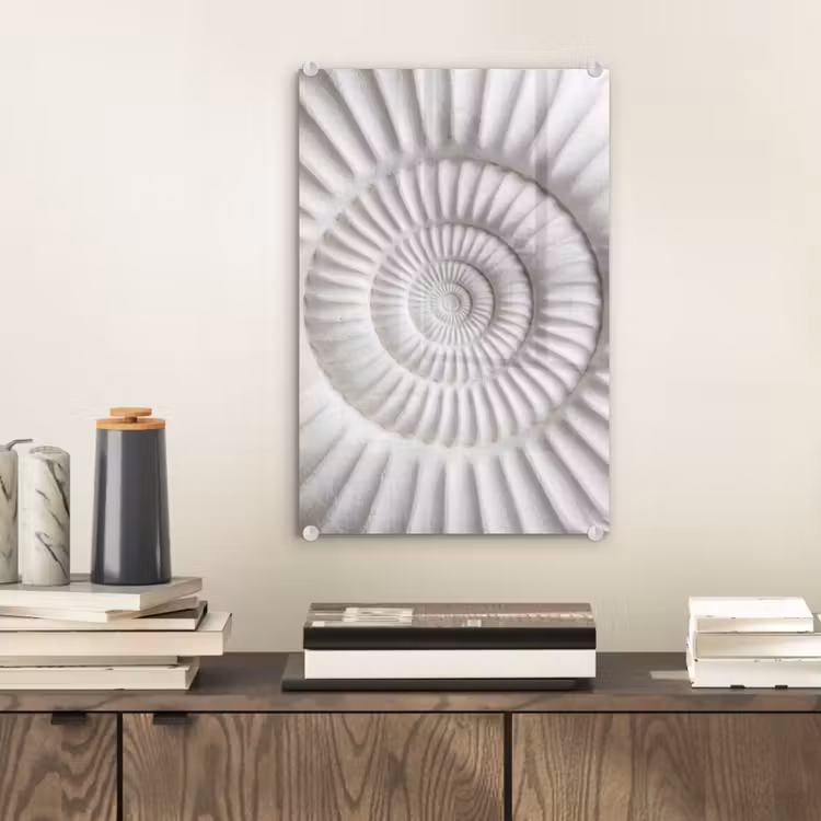 Glas schilderij - Schelp - Spiraal - Wit — 2