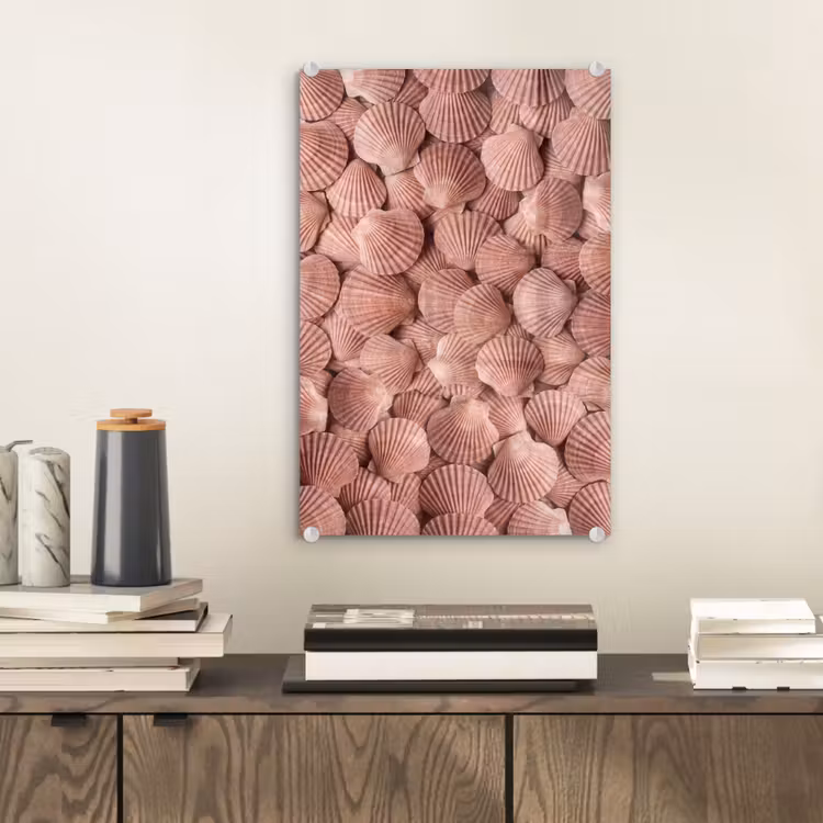 Glas schilderij - Schelpen - Patroon - Roze — 2