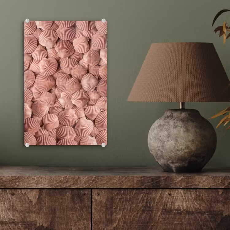 Glas schilderij - Schelpen - Patroon - Roze — 4
