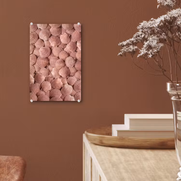 Glas schilderij - Schelpen - Patroon - Roze — 6