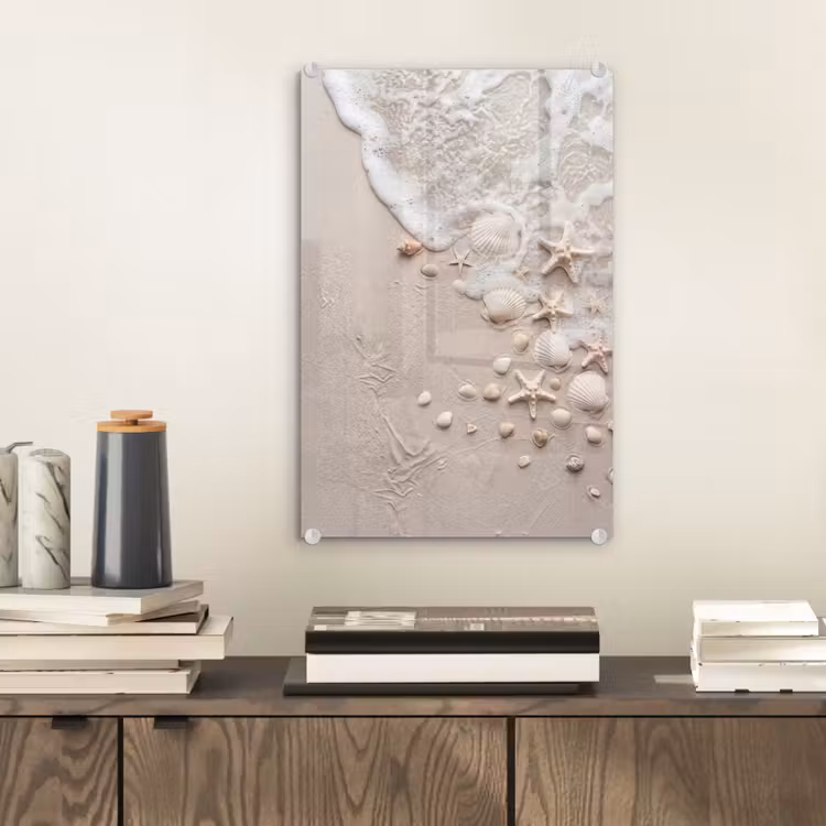Glas schilderij - Schelpen - Zeesterren - Strand — 2