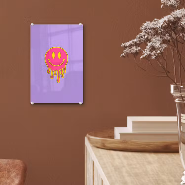 Glas schilderij - Smiley - Drip - Neon — 6
