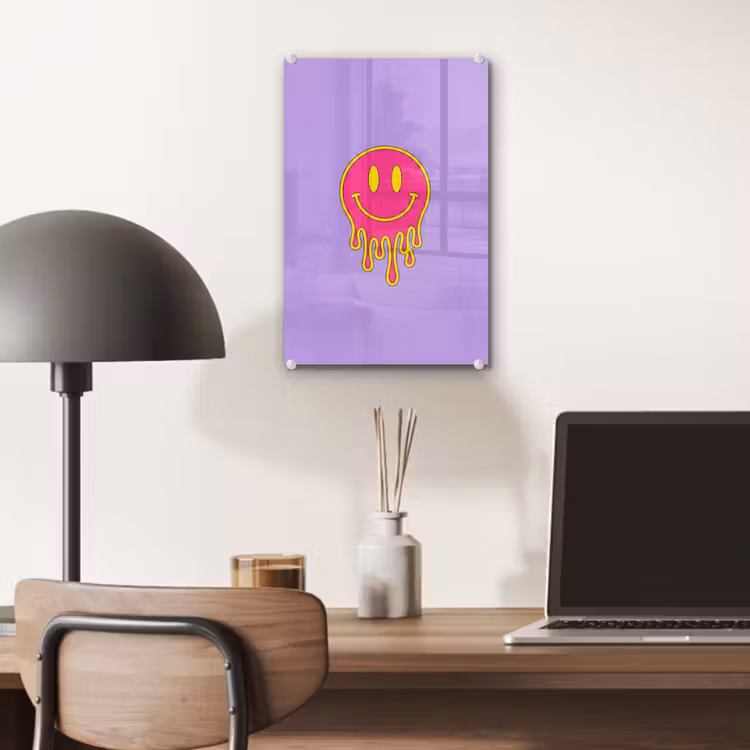 Glas schilderij - Smiley - Drip - Neon — 7