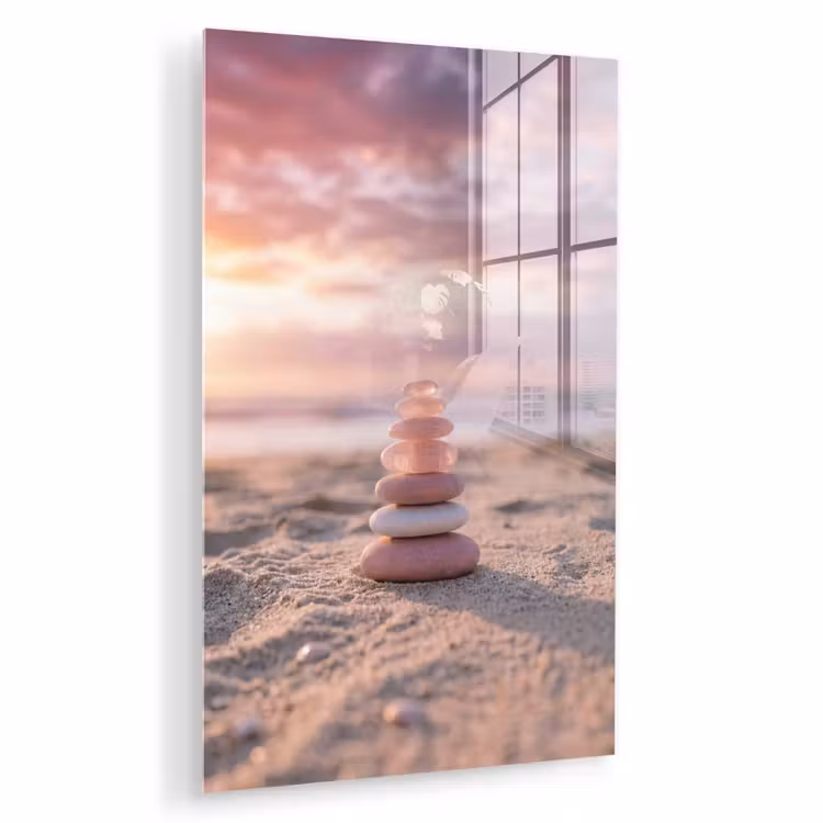 Glas schilderij - Stenen - Zand - Roze — 1