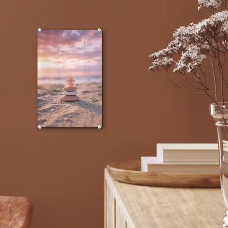 Glas schilderij - Stenen - Zand - Roze — 6