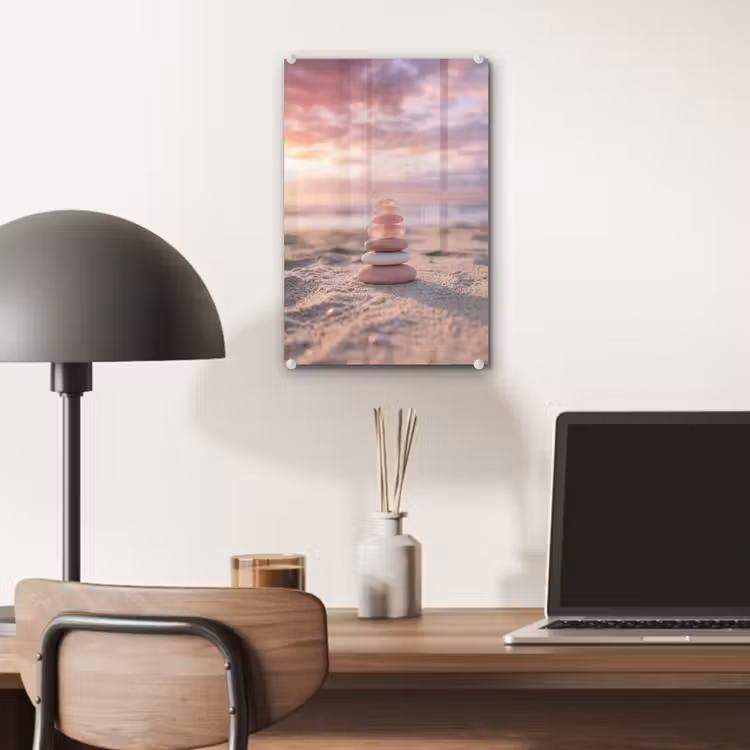 Glas schilderij - Stenen - Zand - Roze — 7