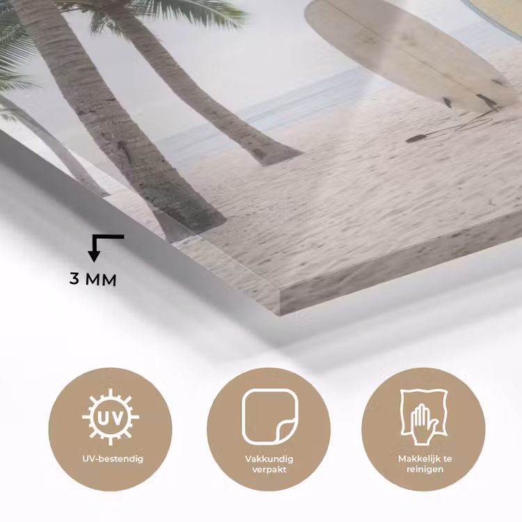 Glas schilderij - Surfboard - Palmbomen - Kleurrijk — 3