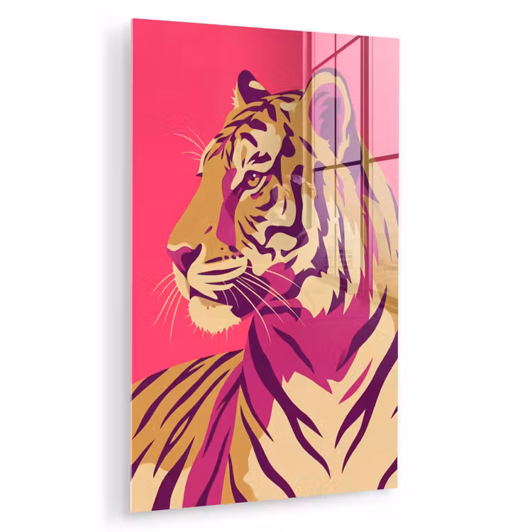 Glas schilderij - Tijger - Modern - Neon — 1