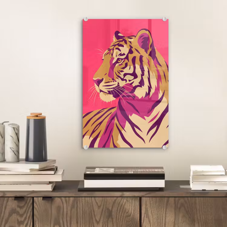 Glas schilderij - Tijger - Modern - Neon — 2