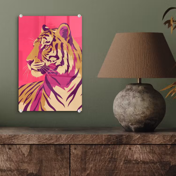 Glas schilderij - Tijger - Modern - Neon — 4