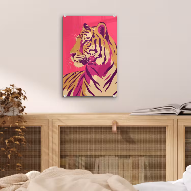 Glas schilderij - Tijger - Modern - Neon — 5